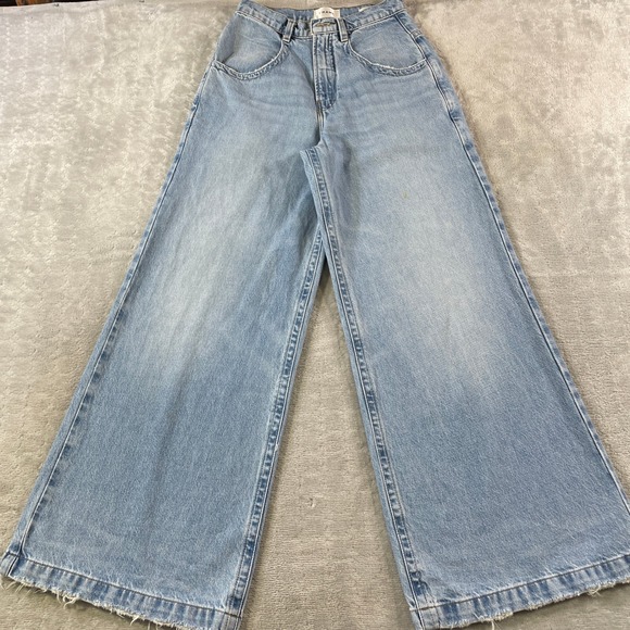 FRAME Denim - FRAME Jeans The Skater Womens 24 Blue Light Wash High Rise Wide Leg Baggy Boho